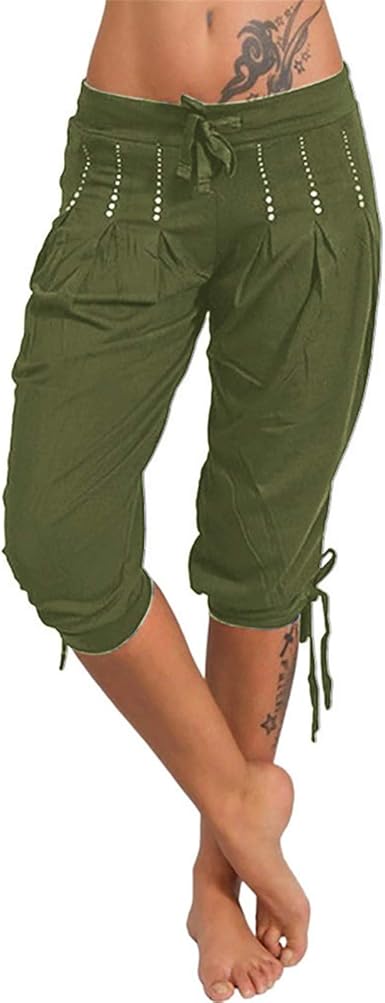 drawstring cargo capris