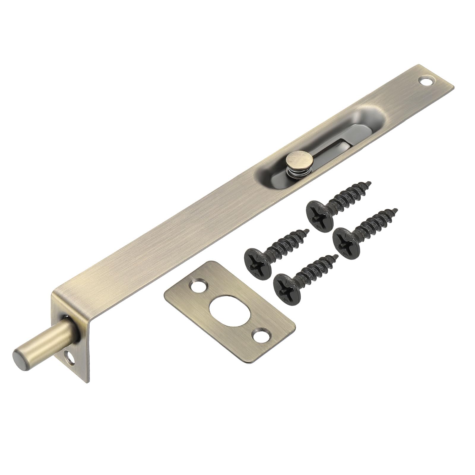 PATIKIL Flush Bolt 8" x 0.87", Stainless Steel French Door Lock Concealed Slide Double Door Latch for Wood Composite Double Door, Bronze