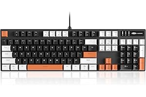 MageGee Mechanical Gaming Keyboard, 104 Keys White Backlit Keyboard with Brown Switches, USB Wired Mechanical Computer Keyboard for Laptop, Desktop, PC Gamers (White & Black)