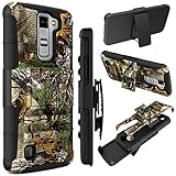LG K8 Case, Escape 3 Case, Phoenix 2 Case, Heng Tech (TM) Full Body Hybrid Rubber Silicone Shockproof Defender Heavy Duty Holster Belt Clip Kickstand Case For LG K8 (Camouflage)