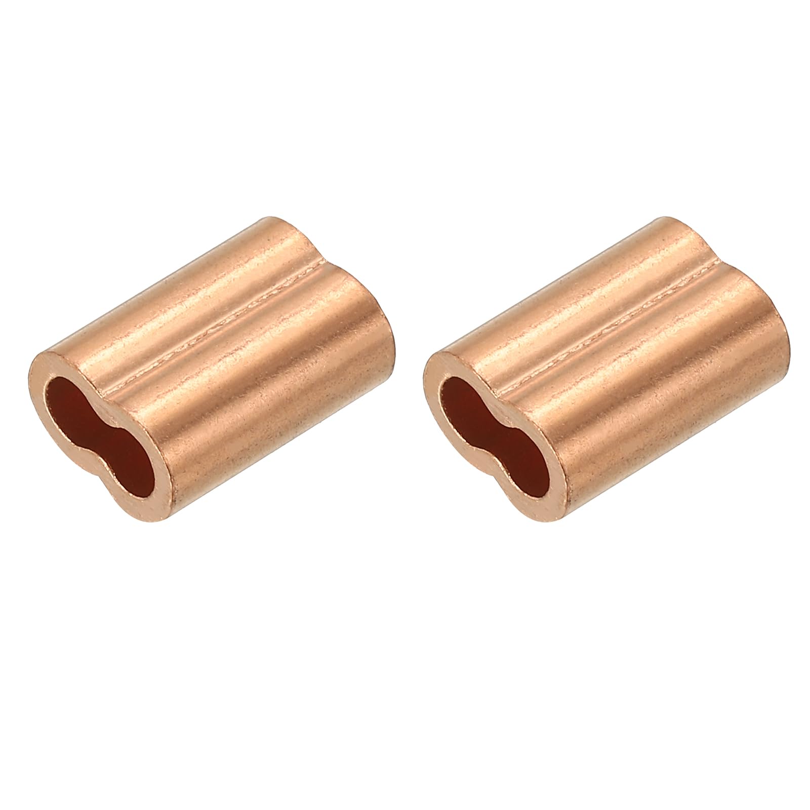 PATIKIL M6.0(1/4") Copper Crimping Loop Sleeve, 2 Pack Wire Rope Loop Sleeve Cable Crimps for Cable Ferrule, Wire Rope, and Cable Line End Assortment