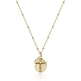Fettero Cross Necklace Faith Pendant 14K Plated Dainty Chain Minimalist Simple Tiny God Lords Prayer Religious Jewelry