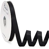 Ribbli Black Satin Ribbon Double Faced Satin 1/2 inch x Continuous 50 Yards-Black Ribbon for Gift Wrapping Crafts Wedding Decoration Bows Bouquet Floral Arrangement
