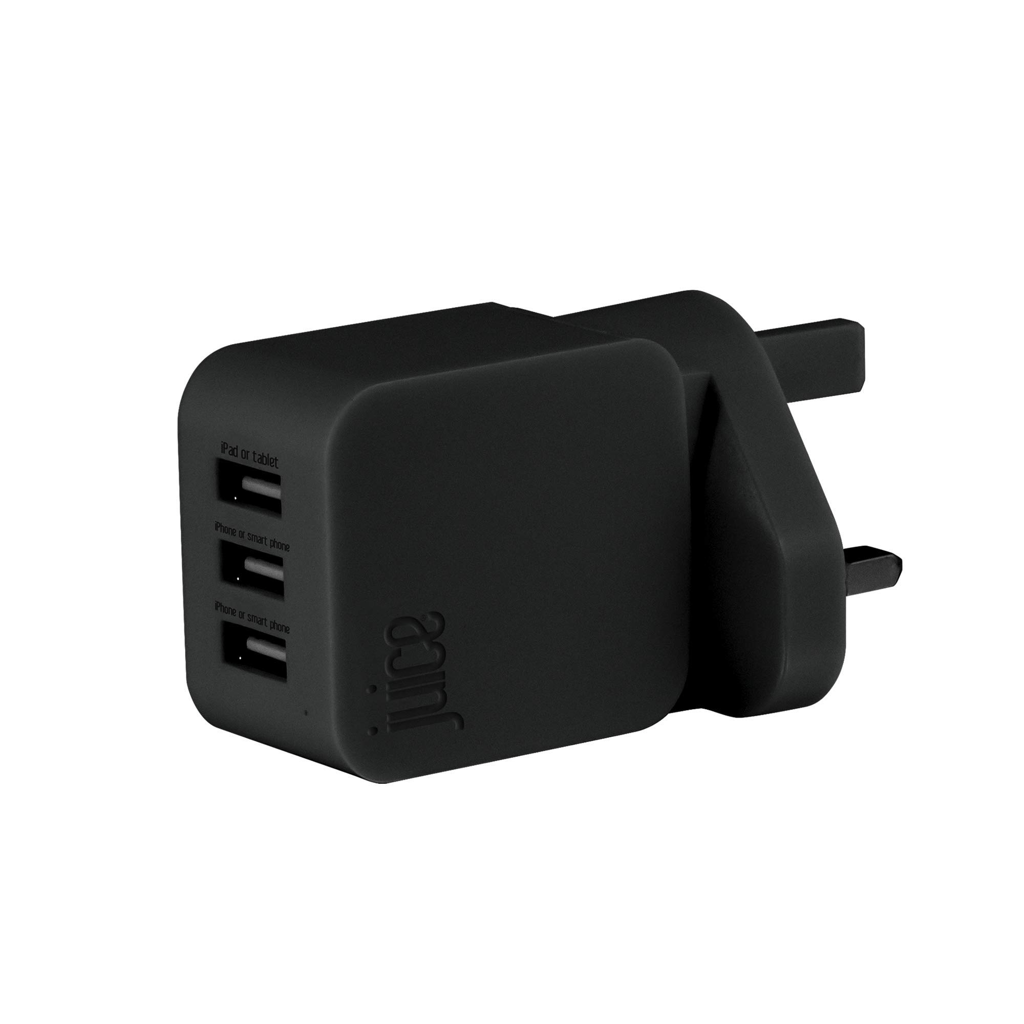 Juice Triple Three USB Port Universal Mains Charger, 3.4A, Black