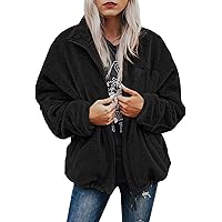 Dokotoo Womens Full Zipper Sherpa Jackets Short Teddy Coats Outerwear with Pockets