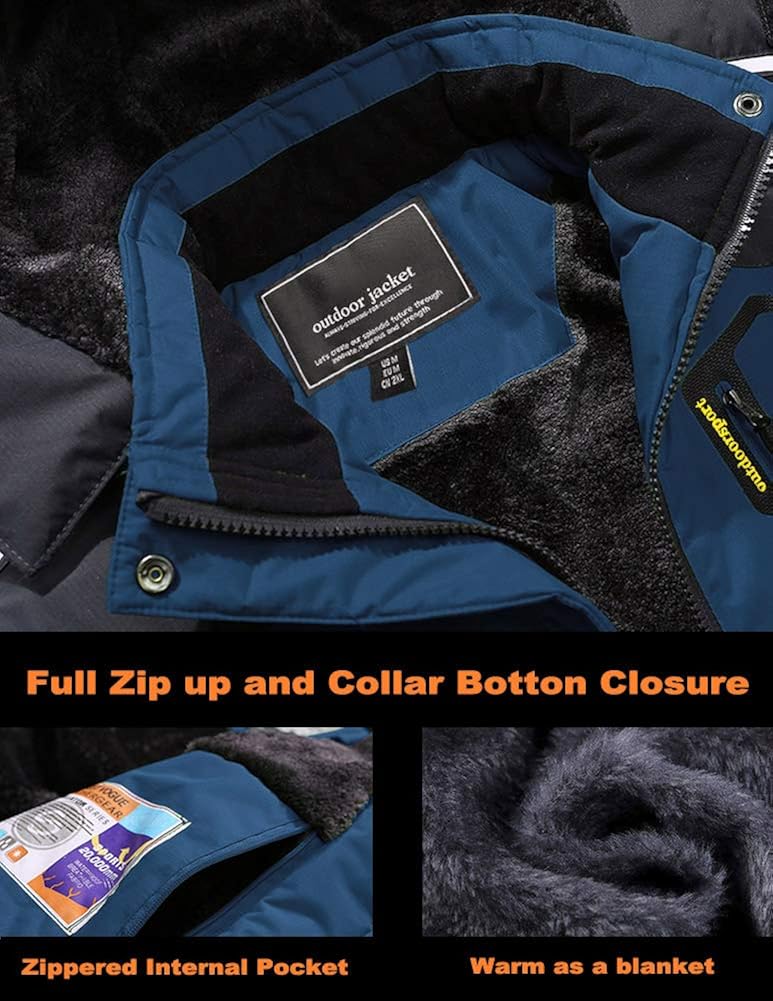 BIYLACLESEN Men's Winter Coats Windproof Parka Fleece Lined Ski Snowboard Jacket Windbreaker: Clothing