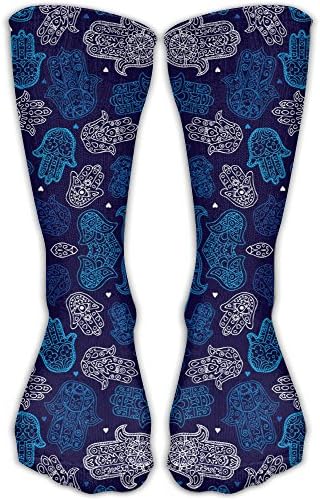 Hamsa Hand Of Moroccan Arabic Ornament Pattern Crew Socks Cotton Casual Knitting Warm Winter Socks