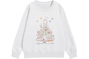 Vieawfi Magic Kingdom Sweatshirts for Girls Magical Floral Castle Graphic Long Sleeve Shirt Kids Vacation Pullover Tops