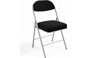 VINGLI Folding Chairs with Padded Seat & Backrest, Metal Frame, Durable Corduroy Fabric, 350 lbs Capacity, Set of 1, Black – Ideal for Weddings, Parties, Office Events