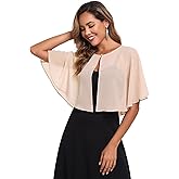 TONGFANTFL Women's Soft Chiffon Capelets Shawls and Wraps for Evening Wedding Cape Bole Cover Up
