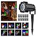 Magicfly Halloween Projector Lights, Rotating Projection Led Lights Snowflake Spotlight, 10PCS Pattern Lens Xmas Led Projector Light Show Multicolor Landscape Lights Waterproof for Wall Party, Multi