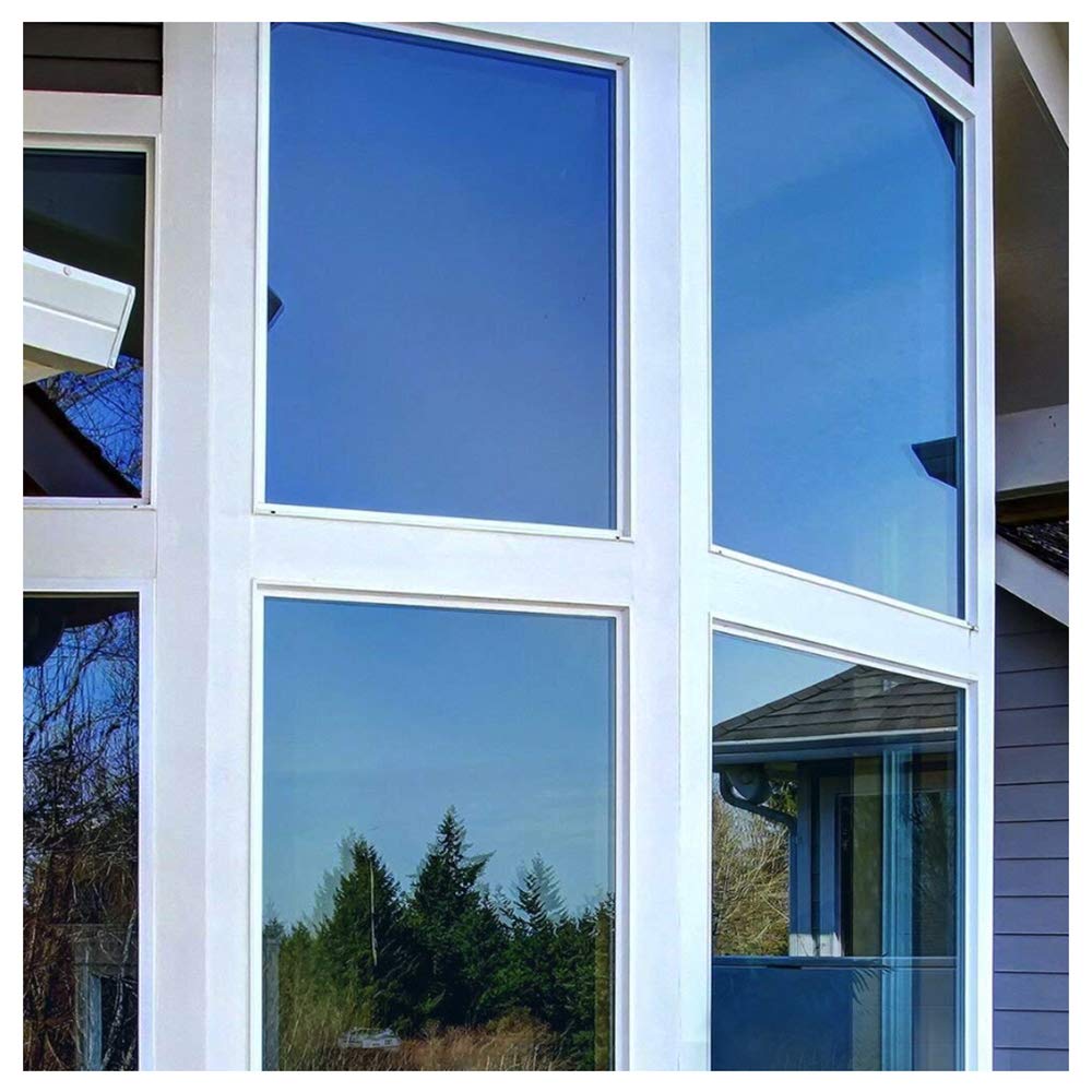 BDF PRBL Window Film Premium Color High Heat Control and Daytime Privacy Blue Outside, Silver Inside - 36in X 24ft