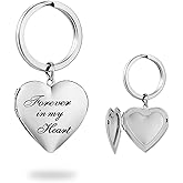 PHOCKSIN Silver Heart Locket Keychains for Women Gold Heart Photo Locket Key Chain Birthday Gifts for Women