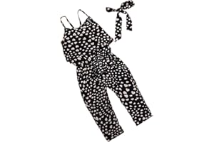 Kids Tales Little Girls Love Heart Straps Jumpsuits Hot Summer Halter Long Pants + Waist Straps Black