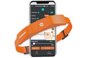 Aweec GPS Electric Dog Fence with Free App, Wireless Fence System with Training Collar, Portable Fence for Outdoor Use, Rechargeable Waterproof Flexiable Collar, Adjustable of Dogs (Orange)
