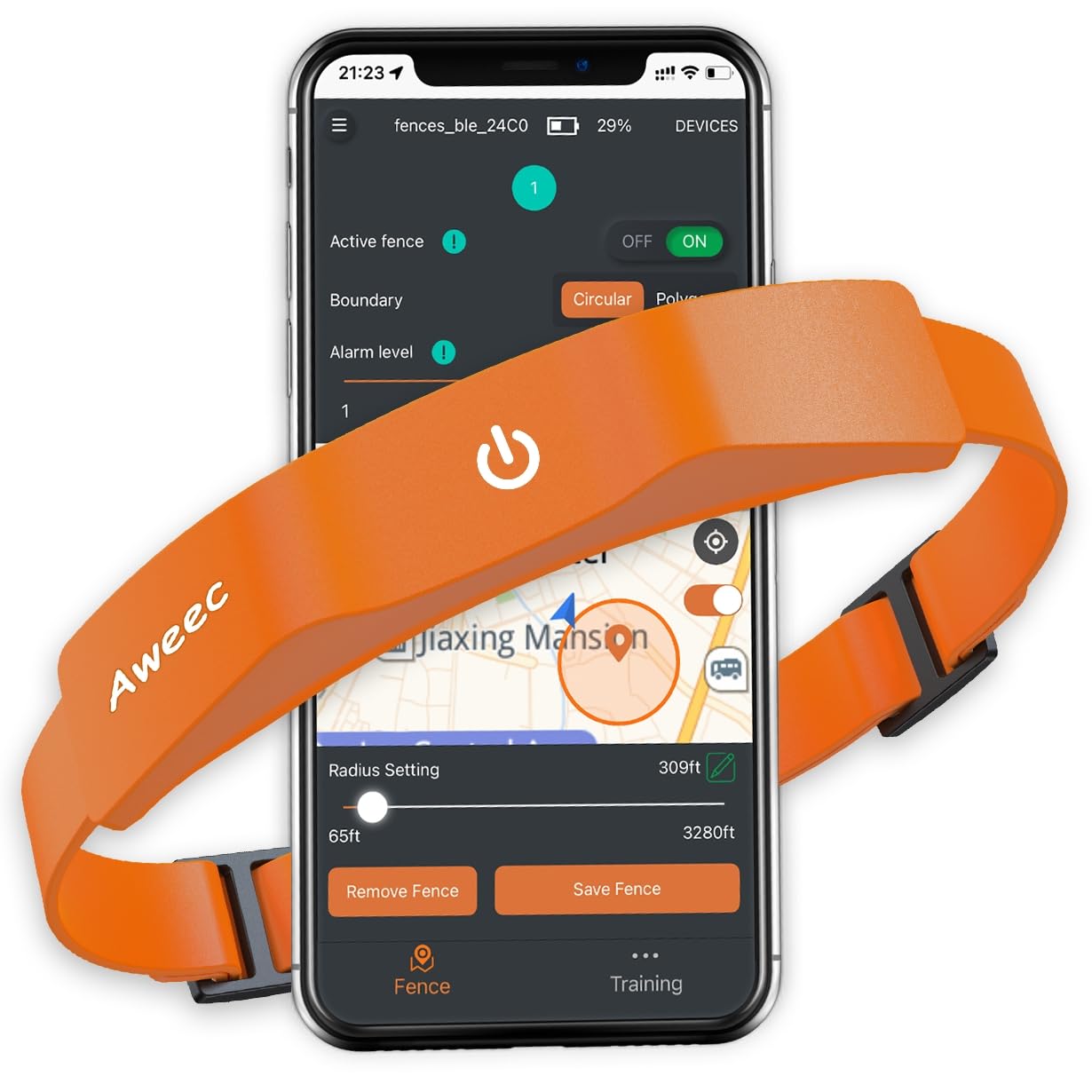 Photo 1 of GPS Electric Dog Fence with Free App, Wireless Fence System with Training Collar, Portable for Outdoor Use, Rechargeable Waterproof Flexiable Collar, Adjustable of Dogs (Orange)