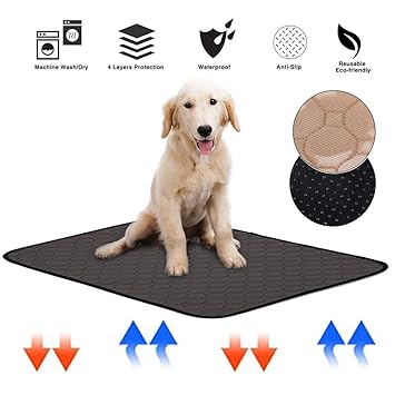 Baiwka Water Absorption Washable Crate Food Mat/Pet Pee Pad with Anti-Skid Bottom for Puppy Dog Kitty Cat Training/Travelling/Whelping/Housebreaking