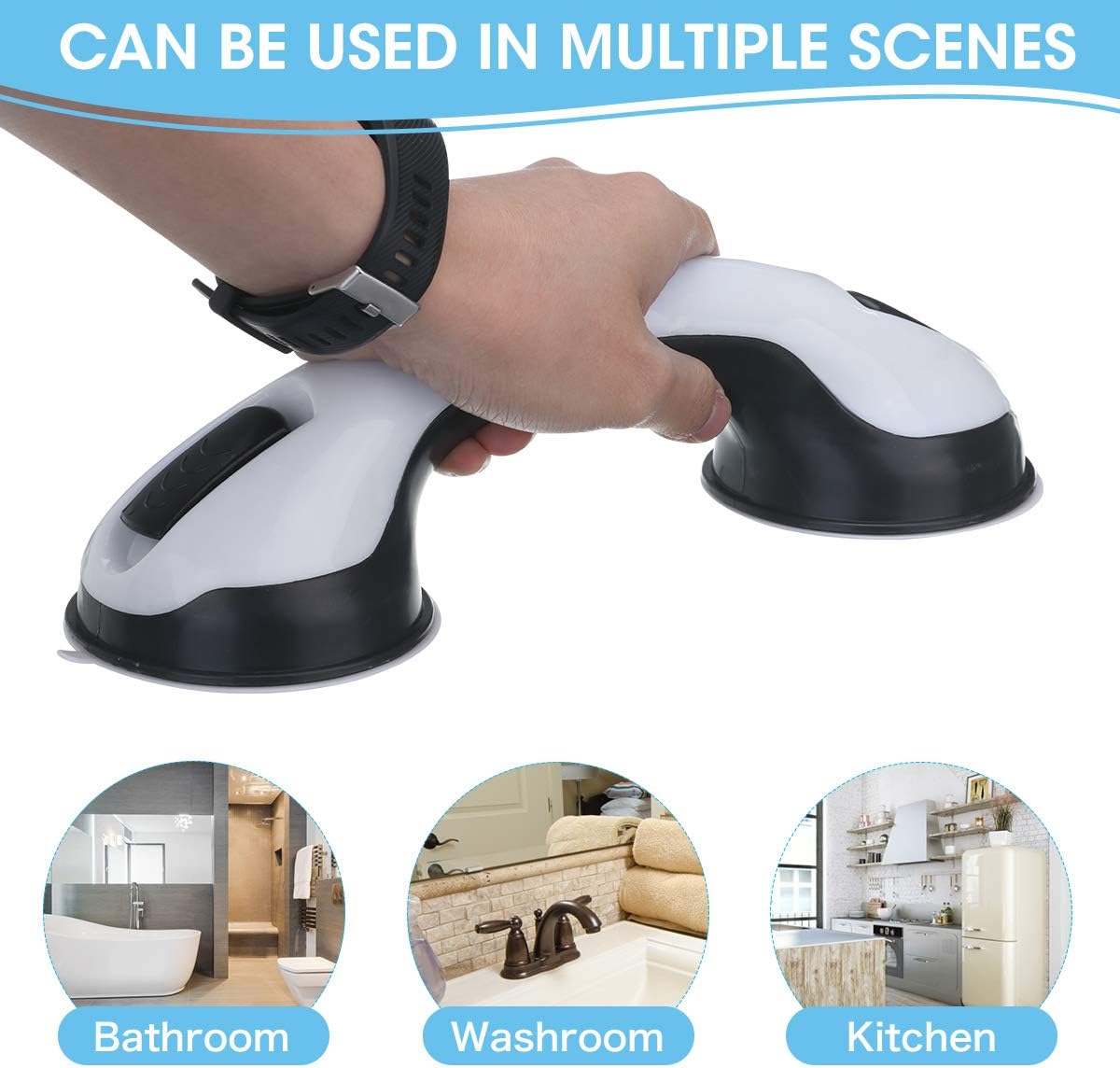 CAMTOA Suction Grab Bar,2 Pack Suction Shower Handle,Bathroom Balance Bar,Safety Hand Rail Support,Non Skid - Handicap, Elderly, Injury, Senior Assist Bath Handle: Health & Personal Care