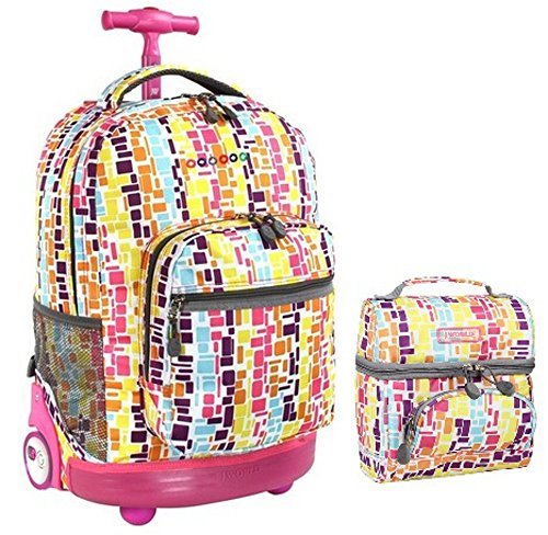J World Combo Rolling Backpack Lunch Bag Back To School Bundle Set Sunrise Corey Squares Neon Buy Online In Bahamas At Bahamas Desertcart Com Productid