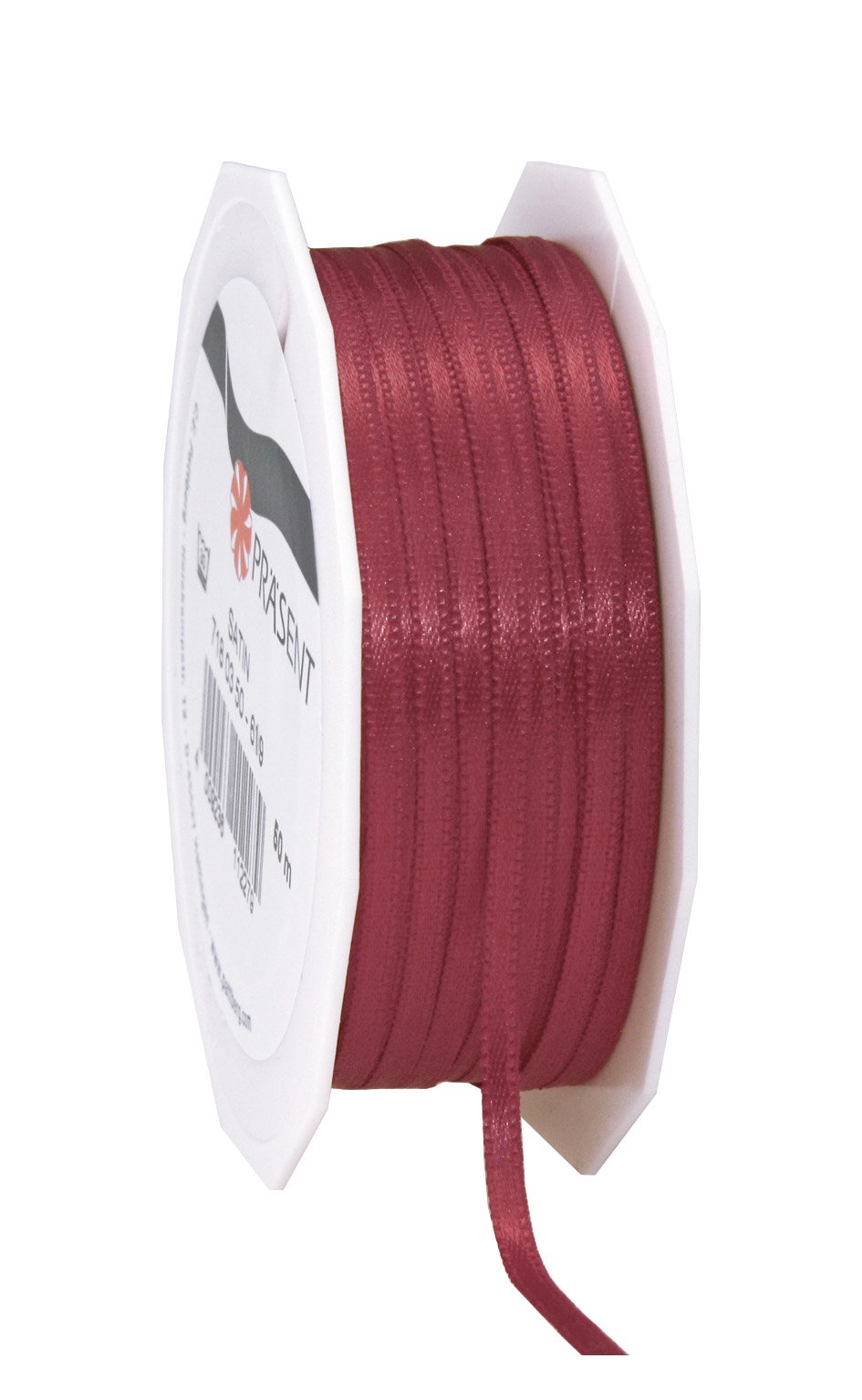 PRÄSENT C.E. Pattberg SATIN bordeaux gift ribbon, 55 yards for Wrapping Gifts, 0.12 inches width, Ribbon for Decorating & Crafting, Decorative Ribbon for Gifts, for every occasion — image 1