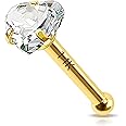CHARMONLINE 14k Gold Nose Stud Gold Nose Rings 20g Yellow Gold Nose Stud Star,Heart,Round Cubic Zirconia 20G Hypoallergenic Nose Piercing for Women
