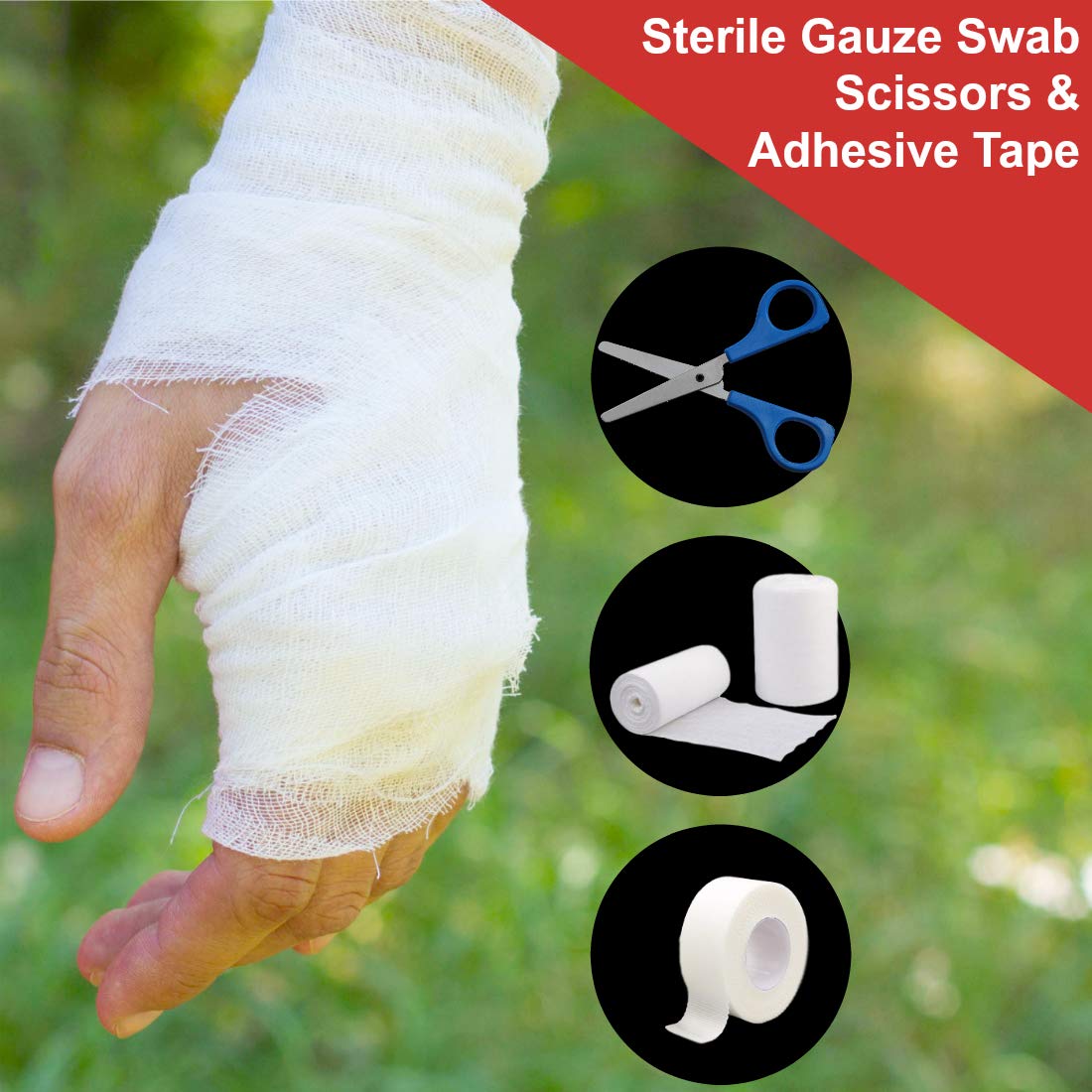 SUMPRI Mini First Aid Kit -Hard Shell Case Camping First Aid Kit -Compact & Lightweight Emergency Medical Supply -Thermal Blanket for Backpacking, Hiking, Travel, Home, Outdoor Or Car -80 Pieces