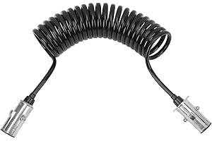 Klanata Heavy Duty 7 Way Trailer Cord, Coiled Electrical Power Wire for Semi Trucks, Tractors & Trailers