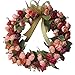 CHICHIC 13.8 Inch Rose Wreath Artificial Flower Blossom Garland, Floral Wreaths Flowers Arrangements, Spring Decor Home Office Wall Wedding Decoration Year Round Display, Red and Pink