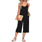 AUSELILY Womens Summer Jumpsuit 2026 Casaul Sleeveless Adjustable Spaghetti Straps Wide Leg Rompers with Pockets