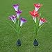 Solar Flower Light Foutou LED Lantern Decorative Outdoor Lawn Garden Lamp (4 Heads Lily(Multicolor))