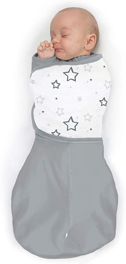 Amazing Baby Omni Swaddle Sack With Wrap Arms Up Sleeves Mitten Cuffs Gray Stars Small 0 3 Months Amazon Fr Bebes Puericulture