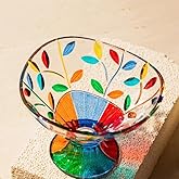 Leholao Decorative Candy Dish Crystal Bowl, Colorful Glass Christmas Candy Dish for Centerpieces Decor, Decorative Bowl for Candies, Painted Cu&acute;