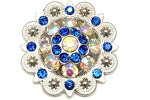 Berry Conchos with Screws Metal Flower Rhinestone Conchos 12 Pieces