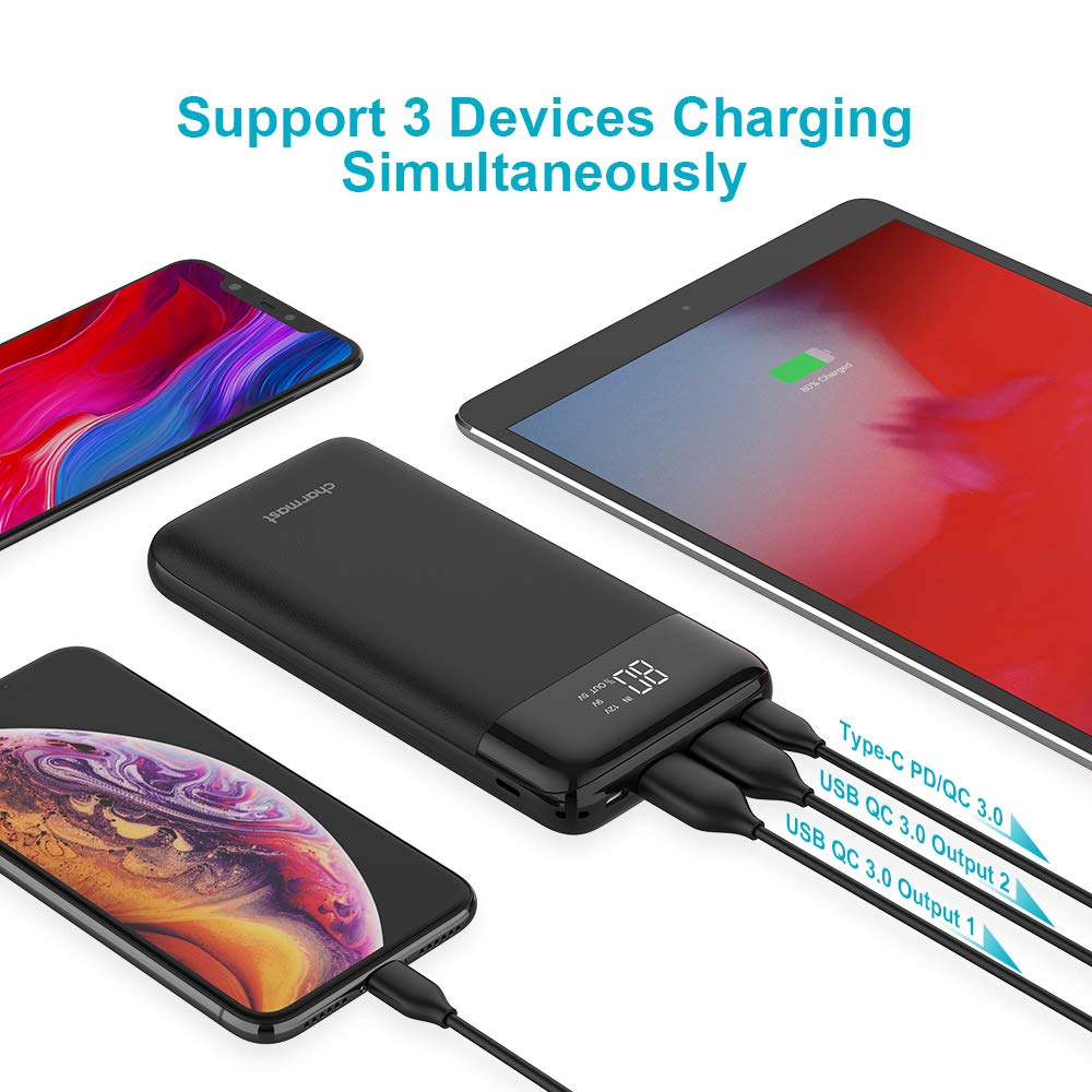 Charmast Power Bank 20800mAh High Capacity with LED Power Display Support PD/QC 3.0 Quick Charge Battery Pack, Portable Phone Charger Compatible with iPhone Samsung Google Pixel and More