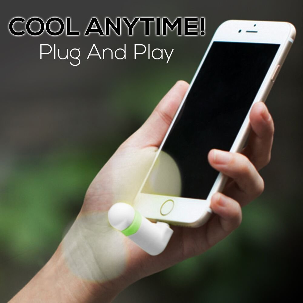 3 Portable USB Fan: Cell Phone Flexible Mini Fan – Compatible For: iPhone 6 – iPhone 5 – iPad – Samsung – Android Phone - OTG Function (SETS OF 3) (White)