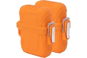 Jauarta 2PCS Torch Lighter Case IP56 Waterproof Portable Torch Lighter Cover for Outdoor Camping Travel (Orange)