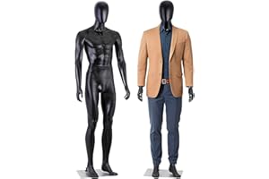 ZENY Male Form Mannequin Full Body with Adjustable Posture, 73 Inches Male Mannequin Model Stand for Retail Clothing Shops, Black
