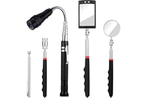 JEBOUSIKE Telescoping Magnetic Pickup Tool Set, Extendable Magnet Flashlight with Inspection Mirror, Cool Gadgets Gifts Idea & Birthday Gifts for Father, Men, Him, Boyfriend, Husband, Handyman, Mechanic