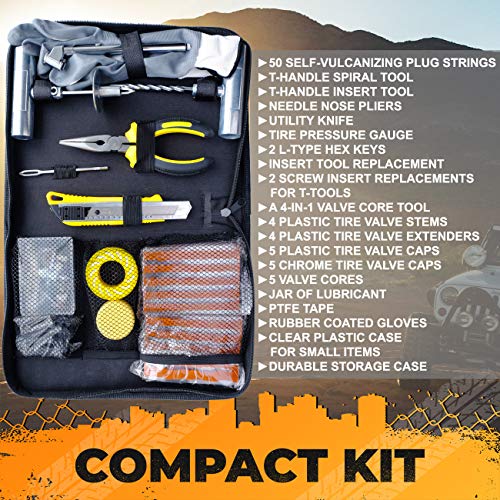 Vehiclex Emergency Tire Repair Kit, 85 PCS HiGrade Tools & Supplies