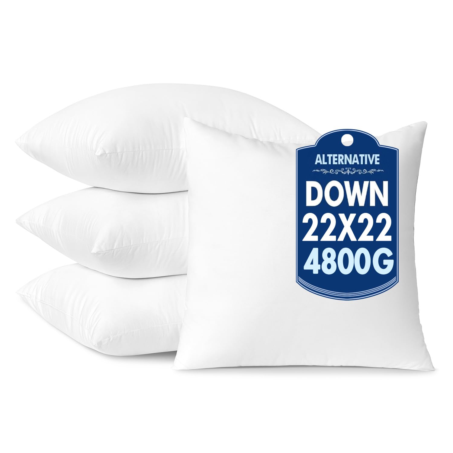 Photo 1 of MIULEE 22x22 Down Alternative Pillow Inserts,Pack of 4 Throw Pillows 22 x 22 Inch Body Bed Sleeping Ultra Soft Fluffy Form for Sofa Couch Bed