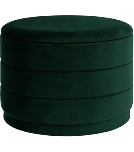 Meridian Furniture Pouf Vino A Clessidra In Velluto Color Crema - Con Fascia In Acciaio Dorato, 39,4x39,4x43,2 Cm - 6