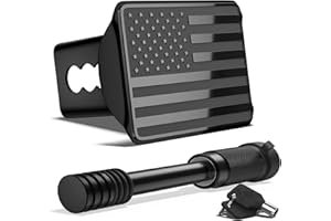 OGYE Heavy American Flag Metal Trailer Hitch Cover for 2 Inch Receivers (with 5/8-inch Pin Diameter Trailer Hitch Lock,Black)