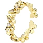 FUTIMELY Butterfly Rings for Women Dainty Crystal Butterfly Finger Ring Silver Rose Gold Adjustable Charm Knuckle Ring