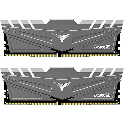 TEAMGROUP T-Force Dark Z 16GB Kit (2x8GB) DDR4 Dram 3200MHz (PC4-25600) CL16 288-Pin Desktop Memory Module Ram (Gray) - TDZGD416G3200HC16CDC01