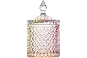 1PCS Candy Dish Empty Glass Sugar Biscuit Buffet Bowl Jar Apothecary Containers with Lid for Party Wedding Home Display (300m