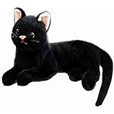 TUKVESZE Black Cat Plush Soft Plush Cat Toy, 12 inch Realistic Black Cat Stuffed Animal Gifts for Boys and Girls (Black)