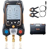 testo 550s AC Manifold Gauge Set &ndash; Manifold Gauges HVAC &ndash; Incl. 2 Wired Temperature Clamp Probes &ndash; Recharge Kit with Superheat, Subcooling For AC, Refrigeration &amp; Heat Pumps &ndash; Bluetooth