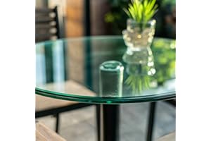Virelix 16" Round Tempered Glass Table Top, Clear Surface Flat Polished Edge for Furniture Protection Patio Dining Coffee End Tables (16 inch)