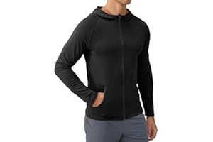 SEAUR Men's Hooded Long Sleeve Shirt Full Zip Athletic Light Jacket Fitness Slim Fit Running Tops