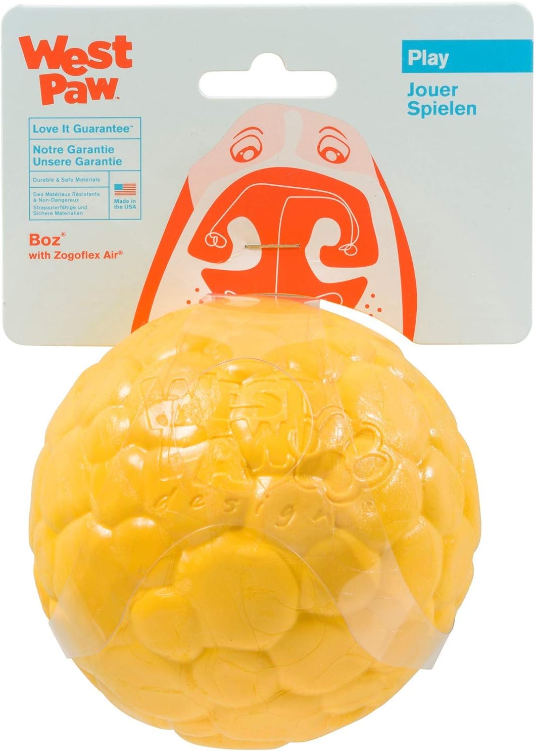 West Paw Zogoflex Air Boz Durable Nearly Indestructible Dog Ball ChewFetchPlay Dog Toy, 100